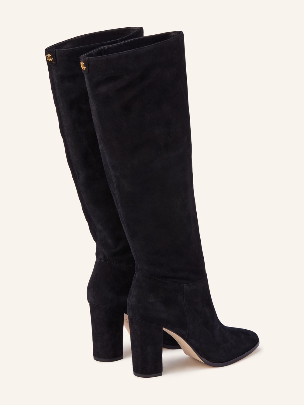 Lauren Ralph Lauren Artizan Tall Black Suede Knee-High Boots, Size 9.5, NEW